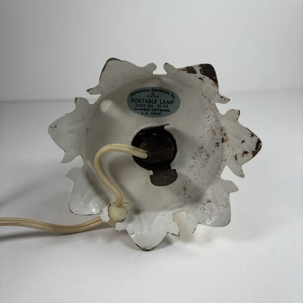 Vtg Rustic Cottage Porcelain Ballerina Night Light Yellow Dress Metal Stand Plug